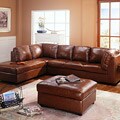 Cognac Sectional Sofa and Storage Ottoman