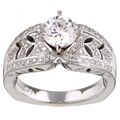 14k Gold CZ and 3/8ct TDW Diamond Engagement Ring (GH, I1)