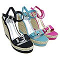 Bamboo by Journee Buckled Canvas Wedges