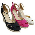Bamboo by Journee Open Toe Canvas Wedge
