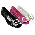 Bamboo by Journee Peep Toe Buckle Flats