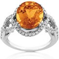 18k Gold Oval Citrine and 1/2ct TDW Diamond Ring (HI-SI)