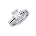 14k Gold 1 3/4ct TDW Emerald and Round-cut Bridal Set