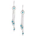 Sterling Silver Bead and Disc Thread Earrings