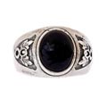 Oxidized Sterling Silver Men's Onyx Ring