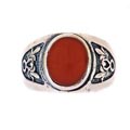 Oxidized Sterling Silver Men's Carnelian Ring