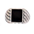 Oxidized Sterling Silver Men's Onyx Square Ring