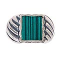 Oxidized Sterling Silver Men's Malachite Ring