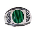 Oxidized Sterling Silver Men's Malachite Ring