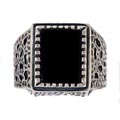 Oxidized Sterling Silver Men's Onyx Rectangle Ring