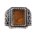 Oxidized Sterling Silver Men's Tiger's Eye Ring