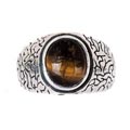 Oxidized Sterling Silver Men's Tiger's Eye Ring