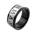 Black Stainless Steel Roman Numeral Ring