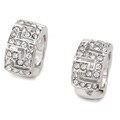 Sterling Silver CZ Greek Key Huggie Earrings