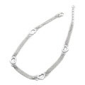 Sterling Silver Four Heart Anklet
