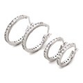 Sterling Silver Channel CZ Hoop Earring Set