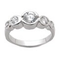Sterling Silver Round CZ Bezel-set Ring