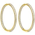 14k Yellow Gold 3ct TDW Diamond Hoop Earrings (I, I2-I3)