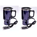Blue Heated Stainless Steel Plug-in Travel Mugs (Set of 2)