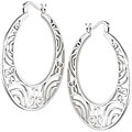Sterling Silver Carved Hoop Earrings