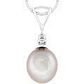 14k Freshwater Pearl 1/34ct TDW Diamond-stud Necklace