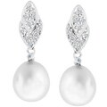 14k Gold FW Pearl and 1/10ct TDW Diamond Earrings
