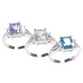 Sterling Silver Emerald Cut CZ Ring(color options)