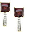 14k Gold 1/8ct TDW Diamond and Garnet Earrings (HIJ, I1-I2)