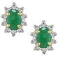 10k Gold Emerald and 1/10ct Diamond Earrings