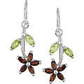 Sterling Silver Multi-gemstone Flower Earrings