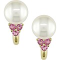 14k Gold FW Pearl and Pink Tourmaline Earrings