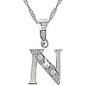 14k White Gold Initial 'N' Diamond Necklace
