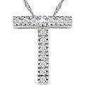 14k White Gold Initial 'T' Diamond Necklace
