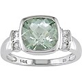 10k Gold Green Amethyst and 1/10ct TDW Diamond Ring