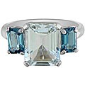 10k Gold Aquamarine and Blue Topaz 3-stone Ring