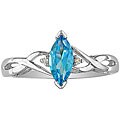 10k White Gold Blue Topaz and Diamond Accent Ring