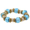 Italian Aqua Murano Glass Stretch Bracelet