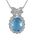 14k Gold Blue Topaz and 1/10ct TDW Diamond Necklace