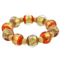 Italian Gold/ Red Murano Glass Stretch Bracelet