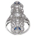 Platinum & 1.5ct Diamond Sapphire Estate Cocktail Ring