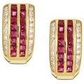 18k Gold Ruby and 1 1/5ct TDW Diamond Earrings (HI, I)