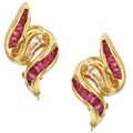 18k Gold Ruby and 1/3ct TDW Diamond Earrings (GH, SI)