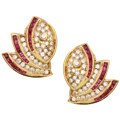 18k Gold Ruby and 1 1/3ct TDW Diamond Earrings (G, VS-SI1)