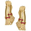 18k Gold Ruby and 1 1/6ct TDW Diamond Earrings (GH, SI2)