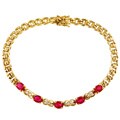 18k Gold Ruby and 1/6ct TDW Diamond Bracelet (J, SI2)