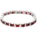 18k Gold Ruby and 1-3/4ct TDW Diamond Bracelet (H, SI)