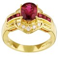 18k Yellow Gold Ruby and 1/5ct TDW Diamond Ring (GH, SI)
