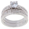 Sterling Silver Two-piece Rope CZ Ring