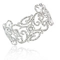 Sterling Silver and CZ Swirl Cuff Bangle