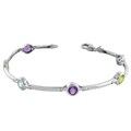 14k Gold Amethyst, Peridot and Topaz Bracelet